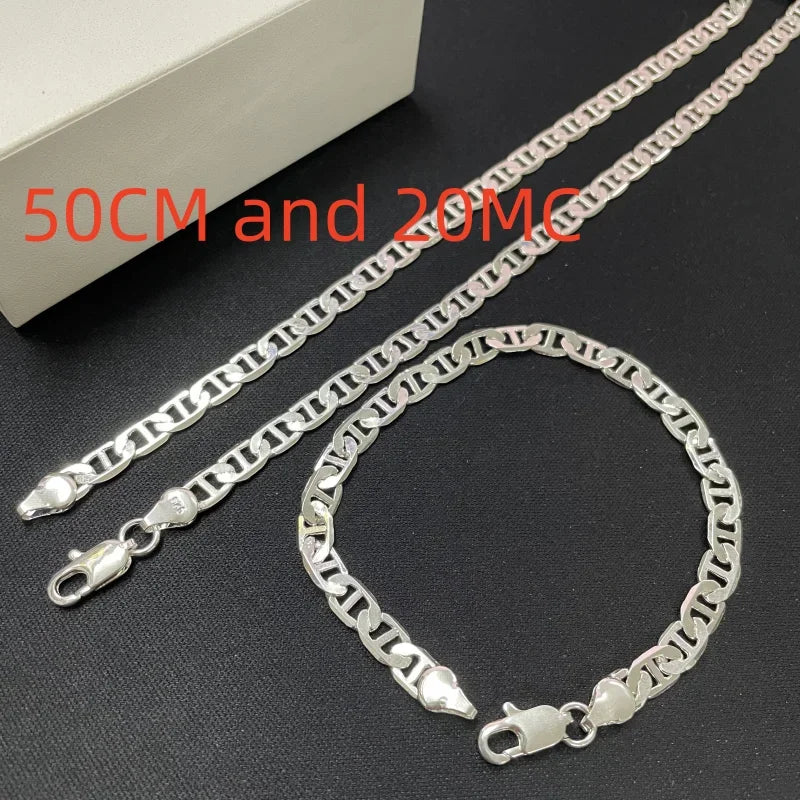 Mariner Chain Necklace Bracelet Set — Gold-Tone & Silver-Tone 6MM
