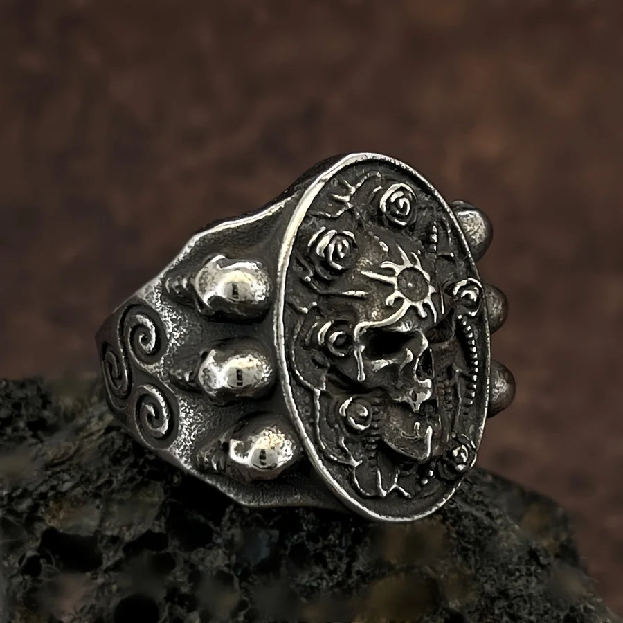 Priestess Retro Priest Ring, Men's Silvery Plated Ring, Artistic Ring Punk Style, Goth Jewelry for Men, Gifts for