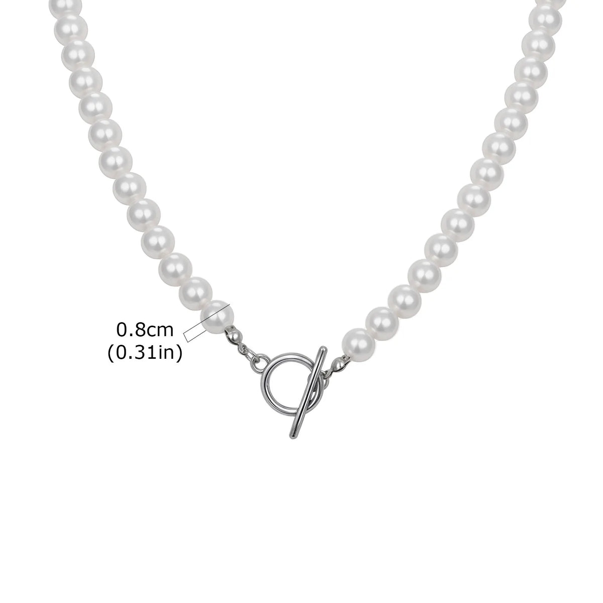 Imitation Pearl Beaded Necklace — OT Buckle Neck Chain