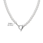 Fashion Metal OT Buckle Imitation Pearl Necklace for Men Women, Light Luxury Beads Neck Chain Jewelry Unisex