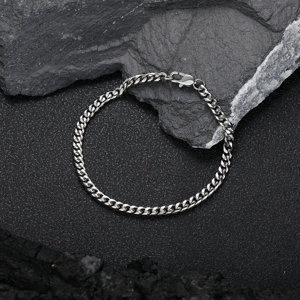 Gold Stainless Steel Cuban Chain Necklace 4-8MM