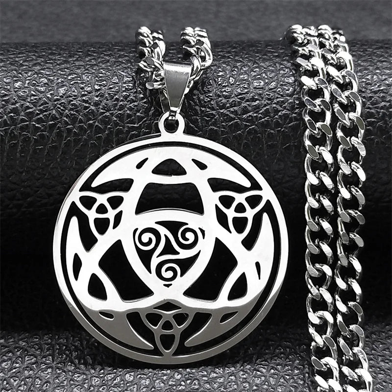 Celtic Trinity Triple Spiral Pendant — Silver
