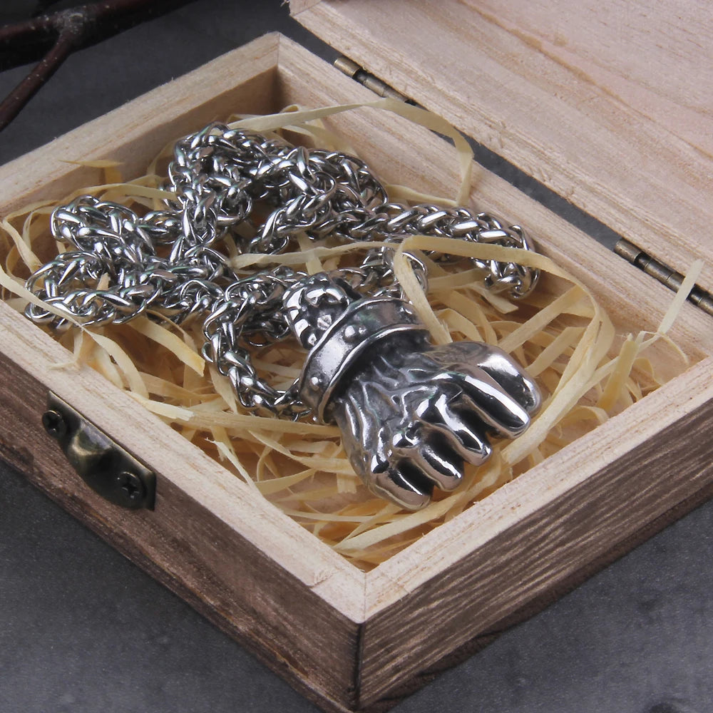 stainless steel Gothic Pendants Fist Necklace Cool Street Style Necklaces For Men Collar Hombre Neck Chains Punk