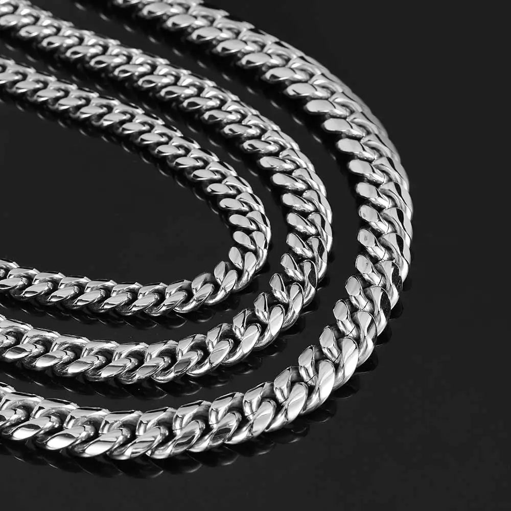 Stainless Steel Cuban Chain Necklace Miami 8-14MM