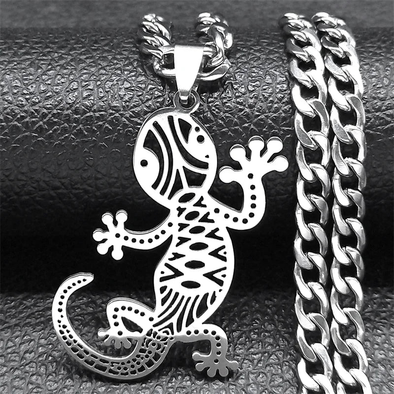 Gecko Statement Chain Necklace — Stainless Steel