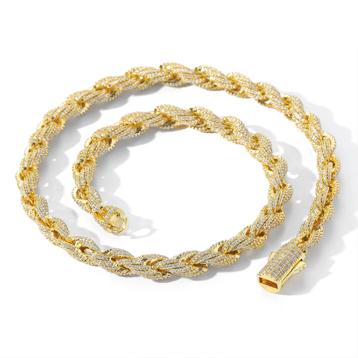 Aokaishen 8mm Stainless Steel Rope Chain for Men PVD Plated Rock Street Hip Hop Jewelry