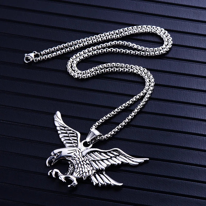 Gold Eagle Pendant Necklace Stainless Steel