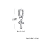 Jesus Cross Textured Dangle Earrings — Stainless Steel