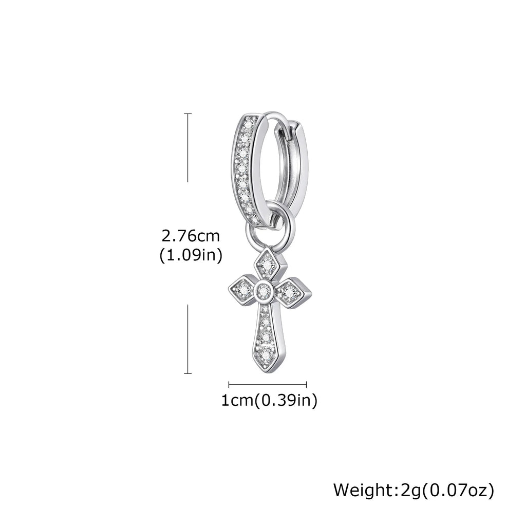 Classic Texture Cross Pendant Earrings for Men, Stainless Steel Jesus Drop Dangle Earrings, Unique Religious Ear Jewelry Gifts