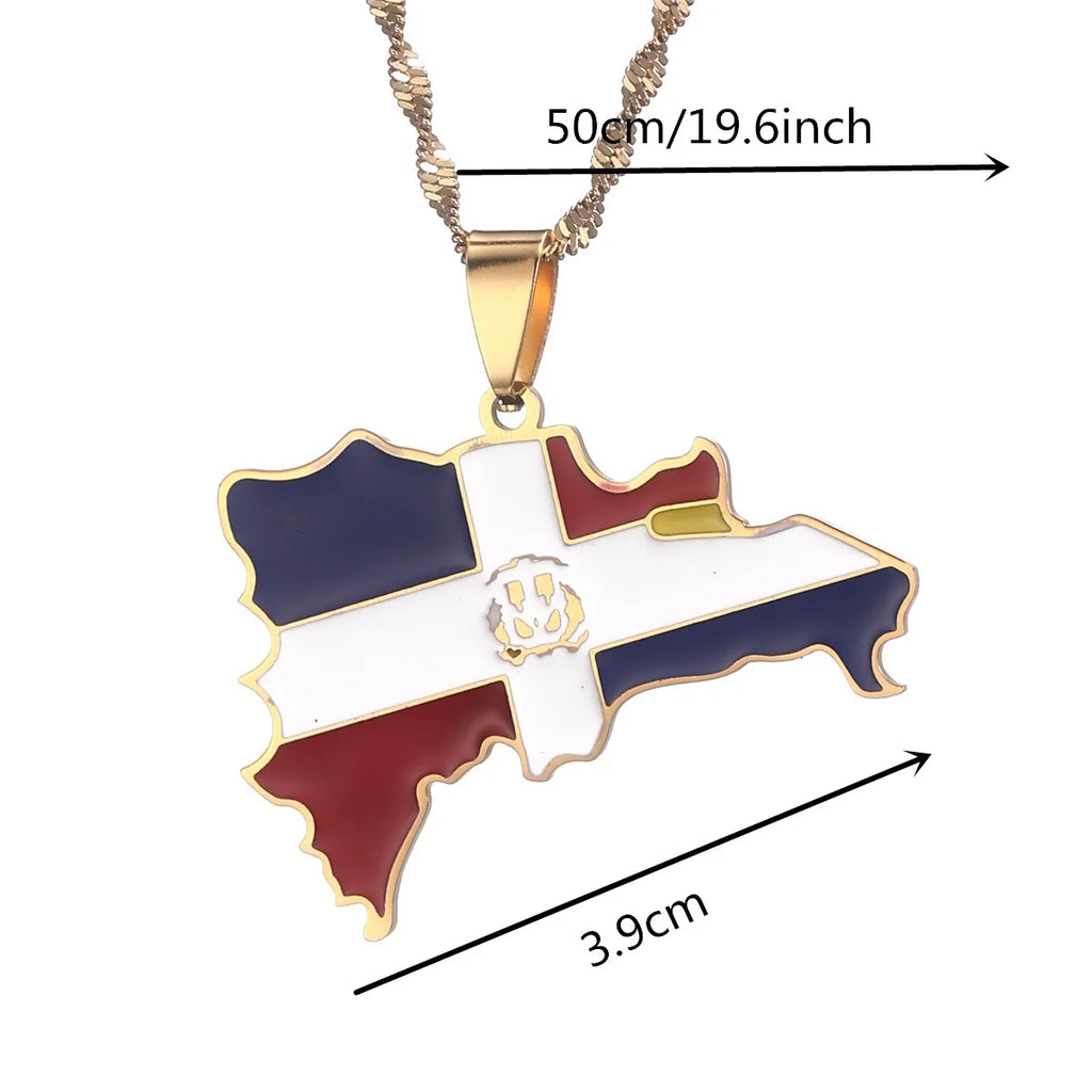 Dominican Republic Map Pendant Necklace