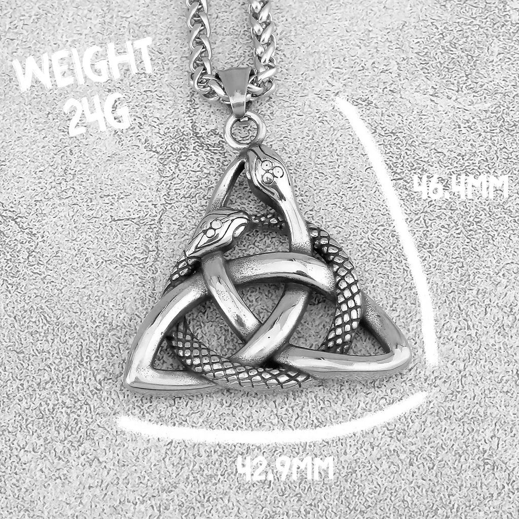 Nordic Viking Double Snake Pendant Necklace — Stainless Steel