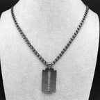 Razor Blade Long Necklace — Black Stainless