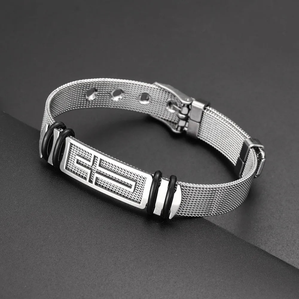 Trendy Christian Cross Stainless Steel Men's Bracelet New Fashion Metal Religious Accessories Charming Jewelry for