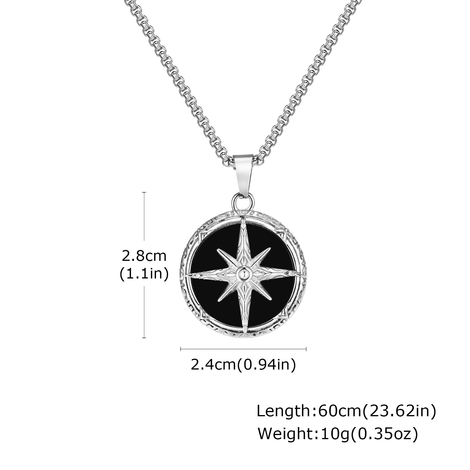 Eight-Pointed Star Stone Round Pendant Necklace