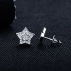 Iced Out Star Stud Earrings — 925 Silver
