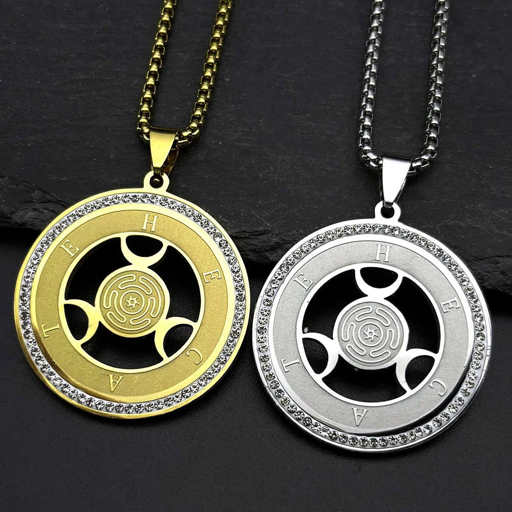 Moon Steel Pendant Witchcraft Triple Goddness
