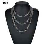 3mm 7mm Wide Stainless Steel Chain Cuban Link Chains Chokers Necklace For Mens Jewelry Silver Plated Solid Metal Fashion Jewelry
