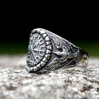 New Fashion 316L Stainless Steel Unique Viking Compass With Eagle Ring For Man Women Biker Jewelry for gift free