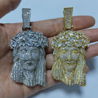 Hip Hop 5A+ CZ Stone Paved Bling Iced Out Big JESUS PIECES Pendants Necklaces for Men Rapper Jewelry with 14MM cuban