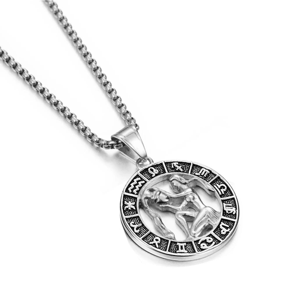 Zodiac Dragon Stainless Steel Pendant Necklace
