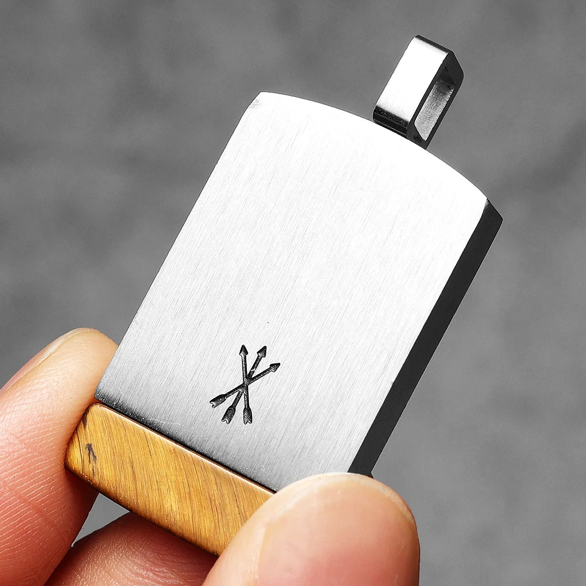 Arrow Tag Pendant Necklace — Stainless Steel