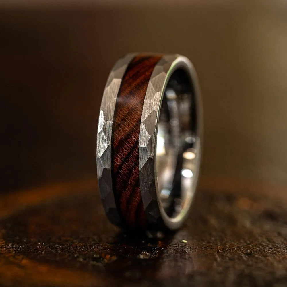 Blue Abalone Shell Inlay Rings for Men, Fashion 8mm Black Brushed Men Stainless Steel Rings, Wedding Band Jewelry Gift