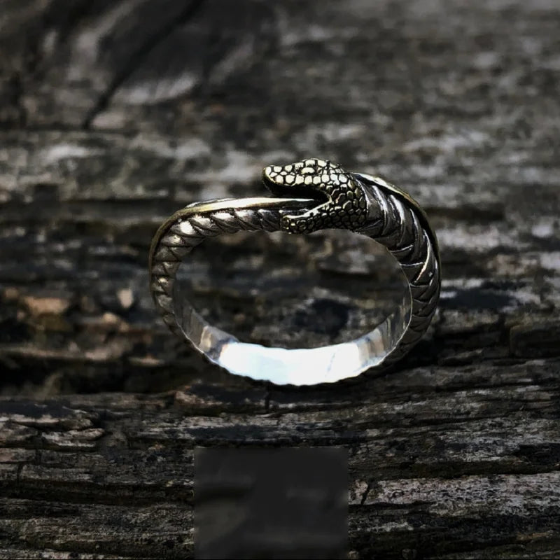 Carved Ouroboros Snake Ring — Gold