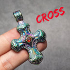Cross Gemstone Pendant — Stainless Steel