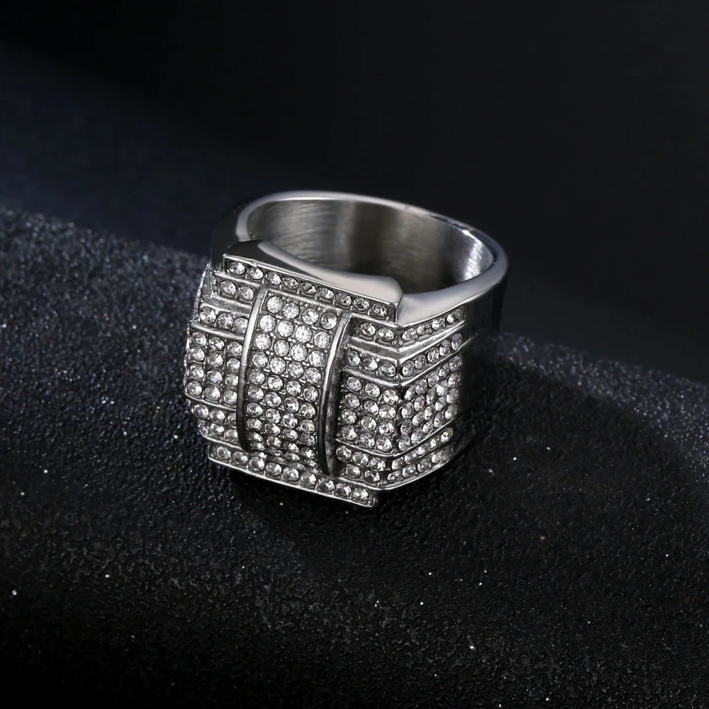 Iced Out Full Crystal CZ Ring 20mm — Stainless Steel