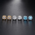 Two-Tone Iced Out Square Stud Earrings Multicolor