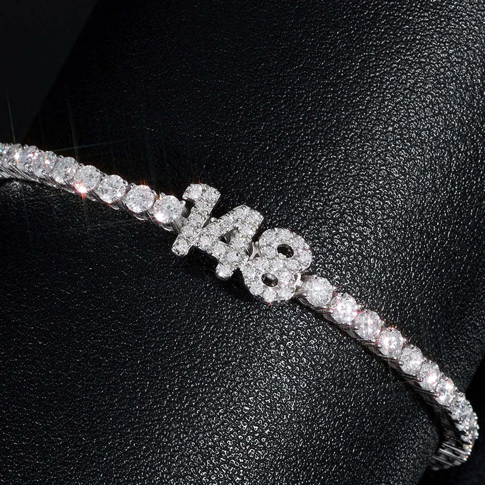 Initial Letter Tennis Bracelet — Iced Out Silver-Tone, 3mm