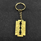 Jesus Gold Pendant Blade Razor Shape Key Keyring