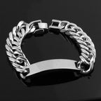 Polished Curb Chain ID Bracelet 15mm — 316L Stainless Steel