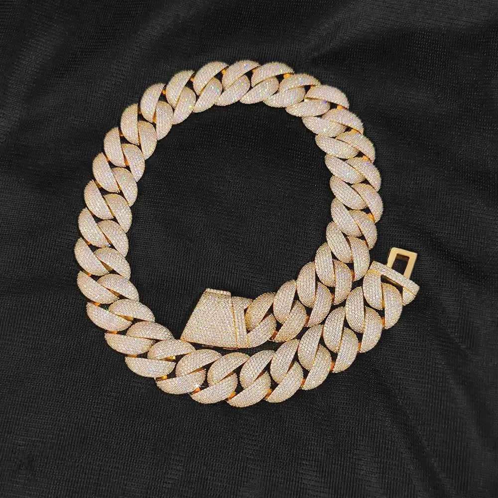 Luxury Jewelry 24mm Chain Men Iced Out Bling CZ Silver/ Rapper Hip Hop Thick Cuban Link Necklace Gift for Him