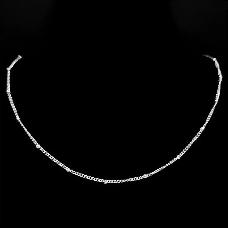 Length 60cm Ball Bead Chain Necklace for Women Men Stainless Steel Gold Sliver Black Color Fashion Jewelry Accessories