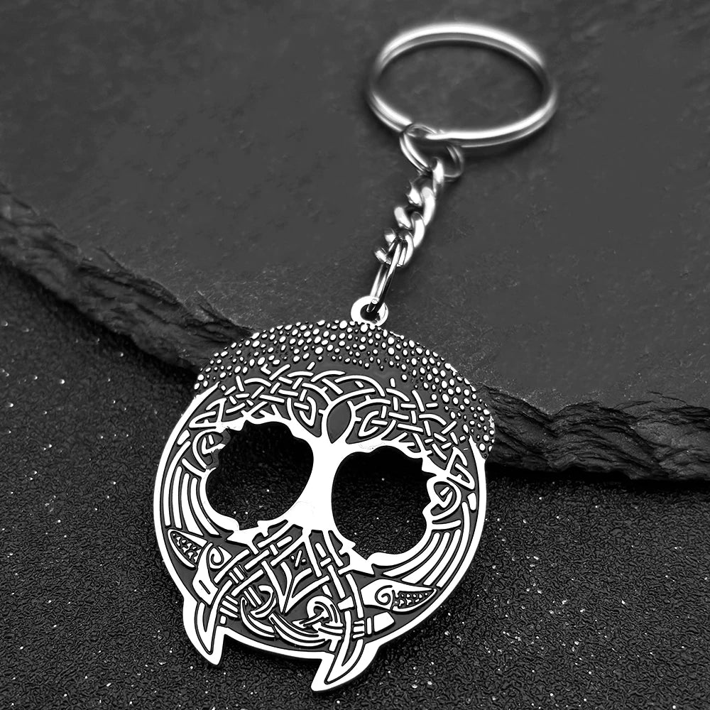 Tree Of Life Silver Ring Viking Knot Keychains