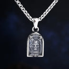 Skull Glass Pendant Necklace — Stainless Steel