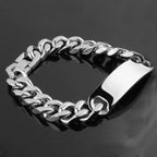 Cuban Chain ID Bracelet for Men 15mm Wide — Stainless Steel