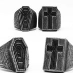 Black Cross Bible Ring — Stainless Steel