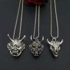 Vintage Punk Ghost Skull Mask Pendant Stainless Steel Chain Necklace Cool Men Rock Party Jewelry