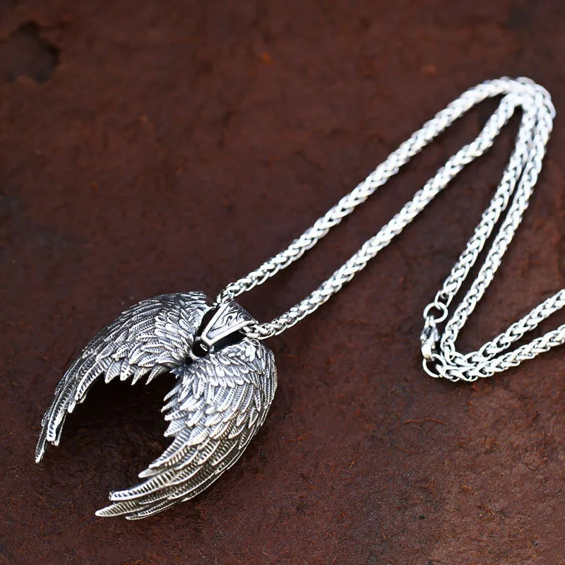 Angel Wings Pendant Necklace — Stainless Steel