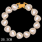 Hip Hop Full Crystal Heart Tennis Chain Bracelets for Men Women Bling Square Rhinestone Cuban Link Chain Bracelet Luxury Jewelry