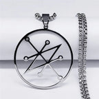 Azazel Sigil Silver Pendant Necklace — Stainless Steel