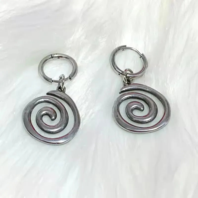 Swirl Hoop Earrings — Stainless Steel