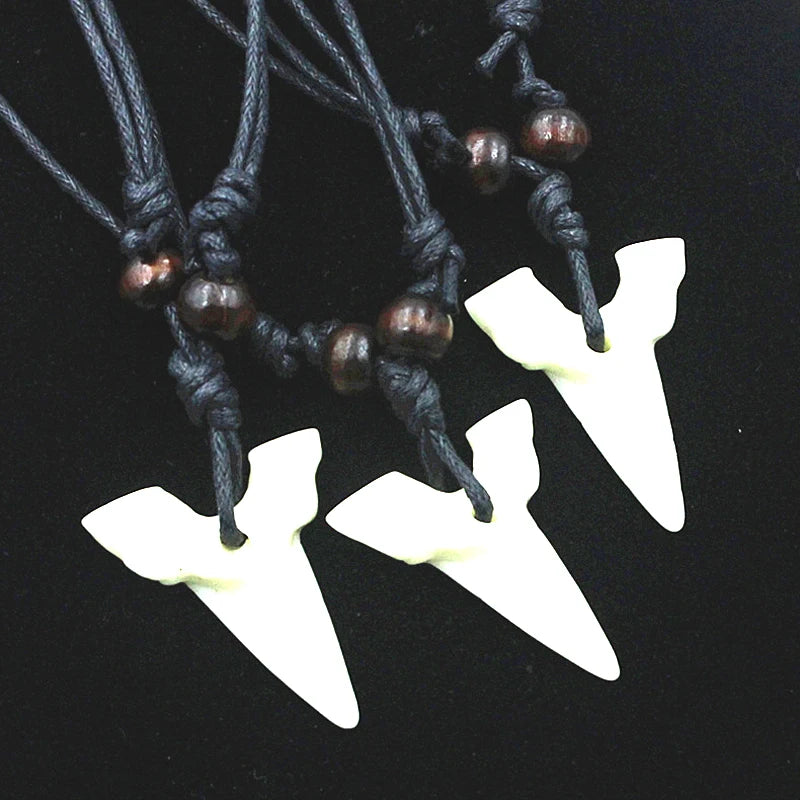 Imitation Yak Bone Shark Tooth Necklace Cool Men Women's Jewelry White Teeth Amulet Pendant Gifts