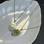 Stainless Steel Cut Lion Necklace Gold Plated Pendant Lion Pendant Engraved Disc Charm Wild Lion Men and Women