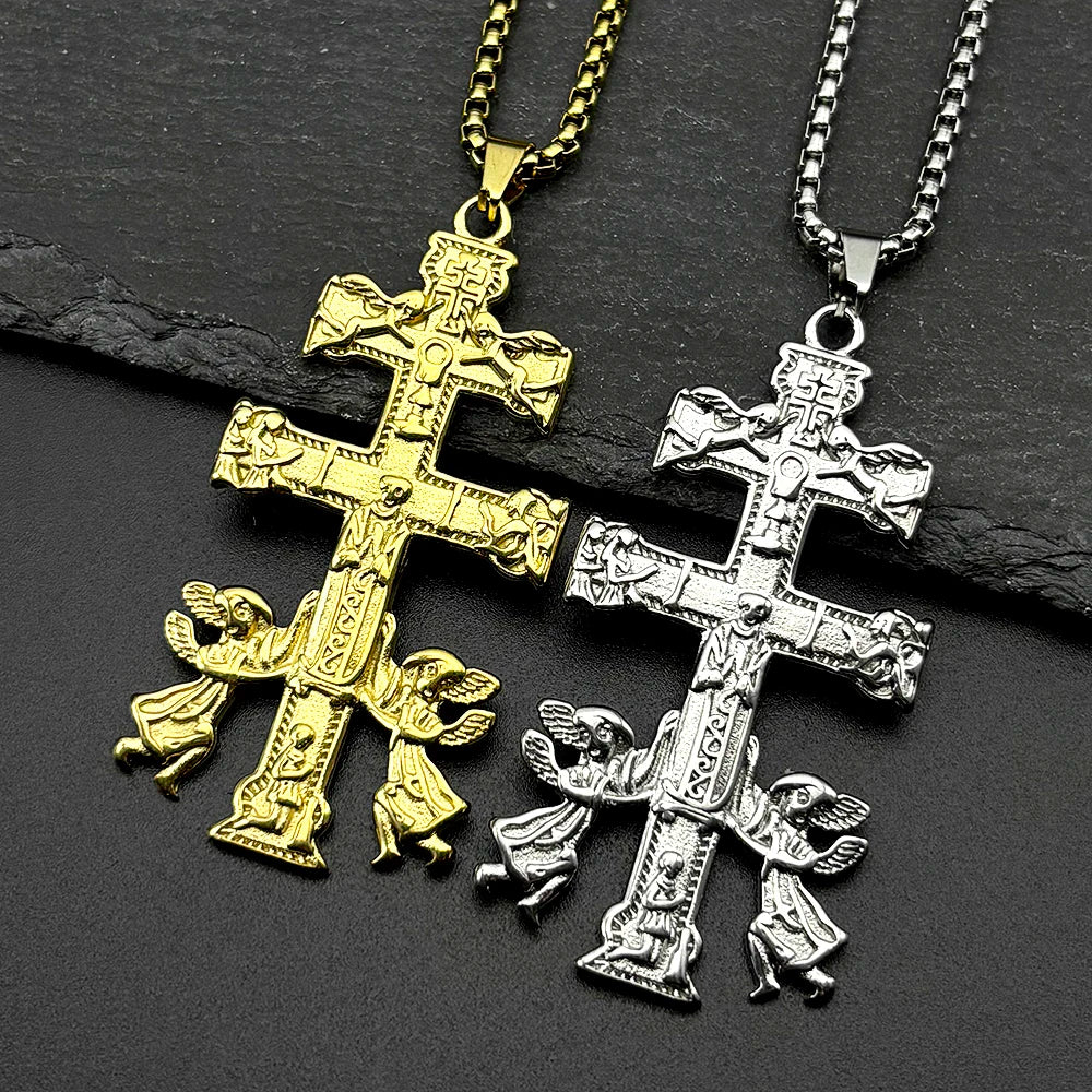 Caravaca Cross Pendant Necklace — Stainless Steel