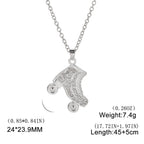 CZ Roller Skate Charm Pendant Necklace for Women