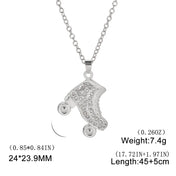 CZ Roller Skate Charm Pendant Necklace for Women