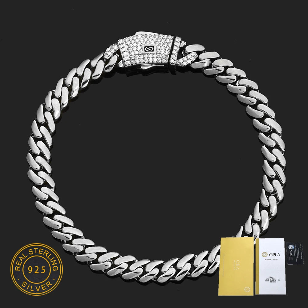925 Silver VVS Moissanite Monaco Chain Necklace
